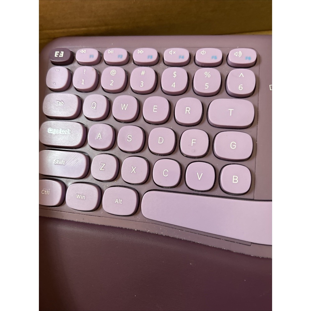 Ergonomic Wireless Keyboard and Mouse Wrist Rest, Curved Split Key Purple - Picture 2 of 6